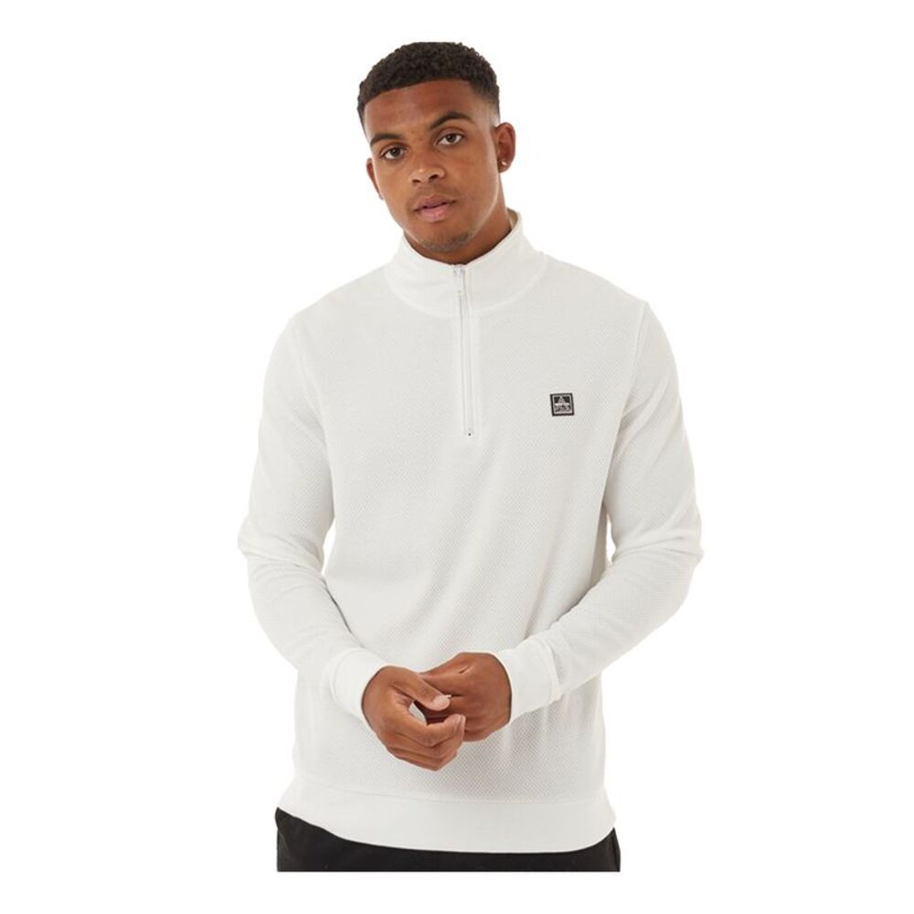 Brave Soul Mens Flight Funnel Neck Sweatshirt / Cream